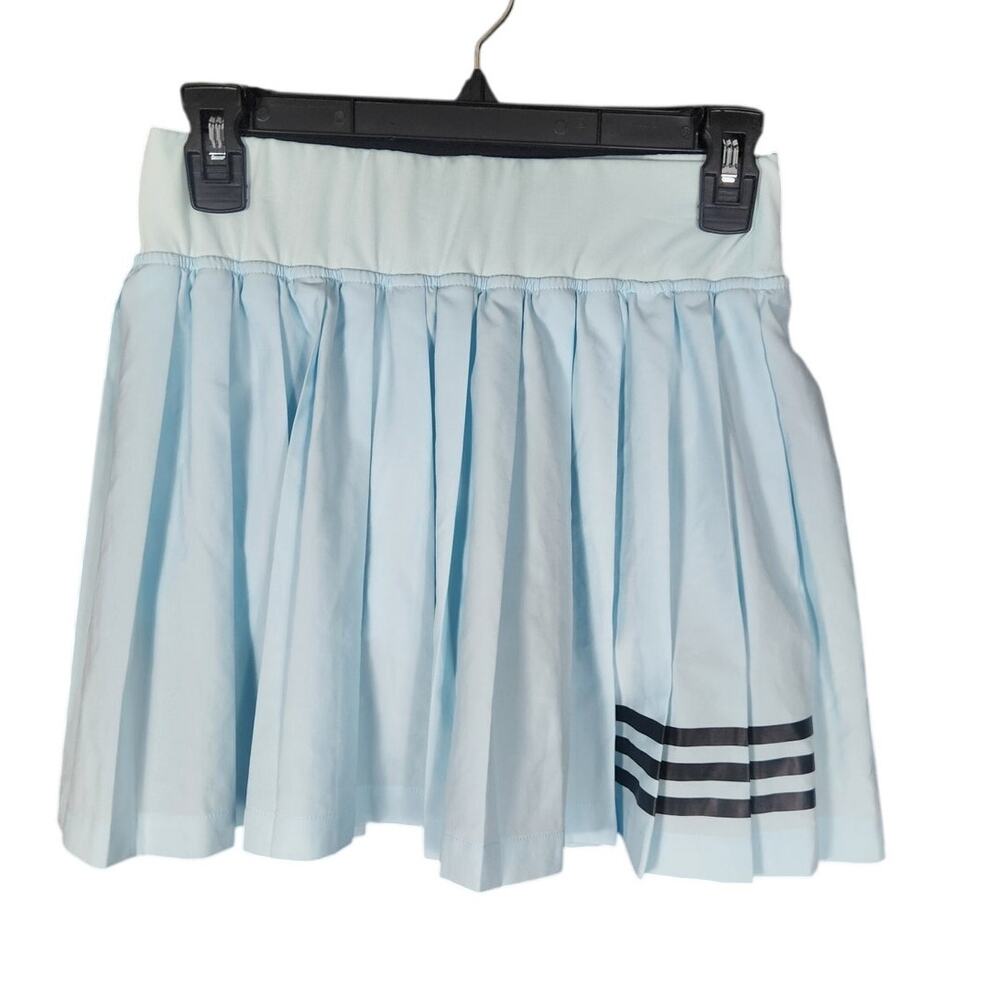 NWT adidas Light Blue Pleated Tennis Skort with Black Stripes